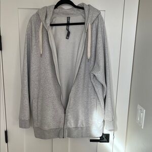 Vuori Restore Light Gray Full-Zip Hooded Sweatshirt